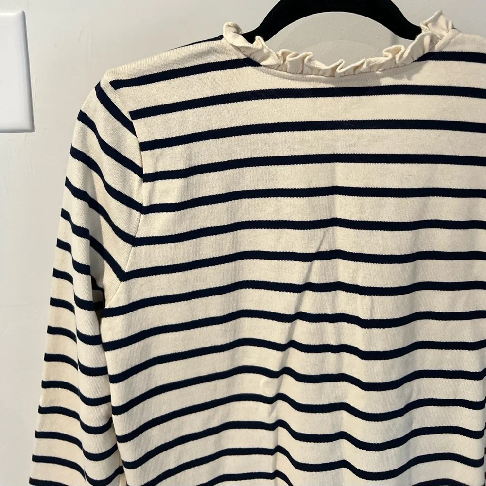 🆕 Sézane Gael Marinere Long Sleeve Shirt in Ecru Navy Small - Picture 8 of 9